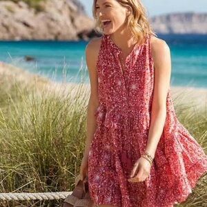 Anthropologie Carolina K Carmen Ruffled Tiered Mini Dress Celestial large petite